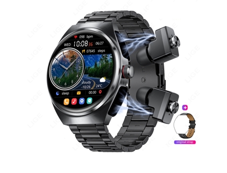 Smartwatch con auriculares para iPhone Android, pantalla grande HD redonda de 1,53 pulgadas (hacer/responder llamadas), rastreador de CHRONUS
