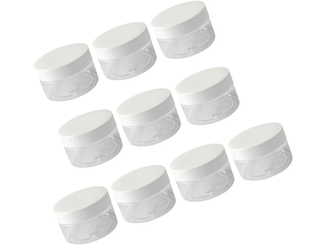 Juego De 10 Tarros Cosméticos Vacíos De Pet Transparente De 100 Ml Con Boca Ancha Y Tapa De Plástico.