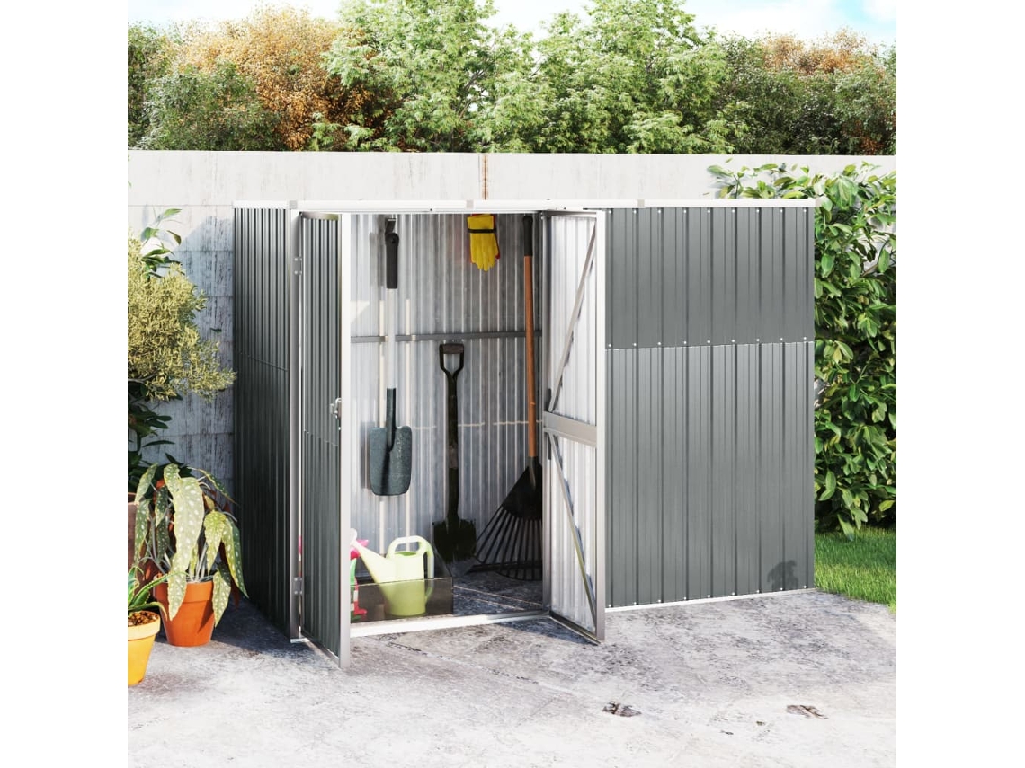 Caseta para herramientas de jardín 225x89x161cm Acero galvanizado Gris LOVELY HOME