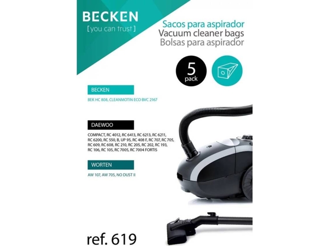 Bolsas para aspirador BECKEN REFª619 (5 unidades)
