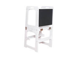Torre de Aprendizaje Montessori ROBINCOOL Evolutive Ii Blanca 43X40X86Cm Barra de Seguridad Pizarra Y Convertible En Pupitre