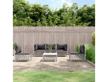 Conjunto 6 de muebles de jardín VIDAXL y cojines acero blanco