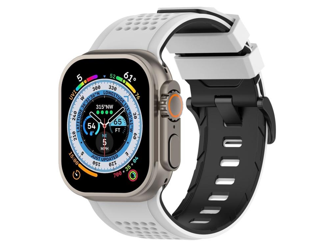 Correa de silicona FWINL para Apple Watch 46/49/45/44 mm, transpirable y con diseño de cuadros
