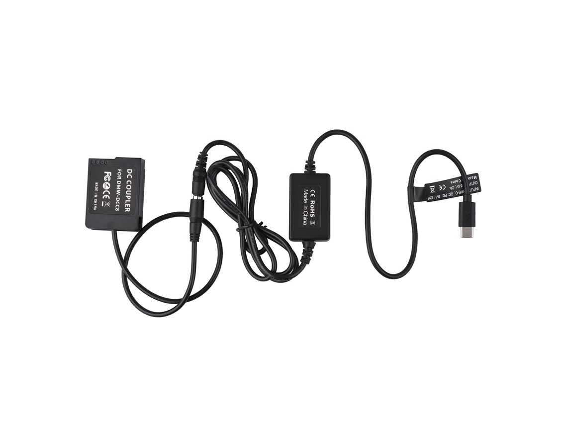Cable Usb Type-c A Batería Falsa Dmw-dcc8 Para Cámaras Panasonic Lumix Fz2500 Fz1000 G85 G7 G95