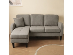 Sofá Esquinero En L De 3 Plazas Reversible, Con Chaise Longue Izquierda O Derecha, Tela De Algodón-lino Transpirable, 166x118x77 Cm, Gris Antigüedad
