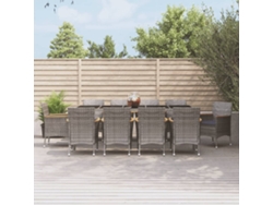 Juego de comedor de jardín de 11 piezas con cojines de mimbre gris de DKD Home Decor