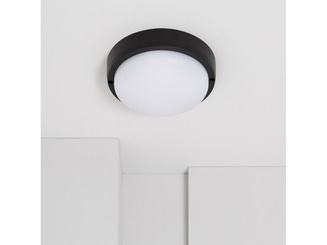 Lámpara De Techo Led Redonda Para Exteriores Hublot De 30 W, Color Negro Y Blanco, 275 X 80 Mm, Ip65