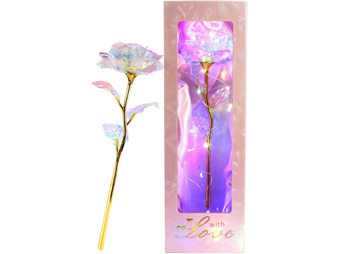 Rosa Galaxia Colorida para Mujer, Rosa de Oro de 24k con LED, Regalo de Cumpleaños, Día de la Madre, Graduación, Navidad
