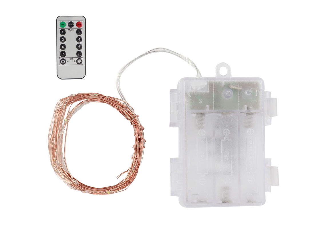 2026-cuerda De Luces Led De Cobre Con Control Remoto Para Decoración De Navidad, Bodas Y Fiestas Luz Blanca