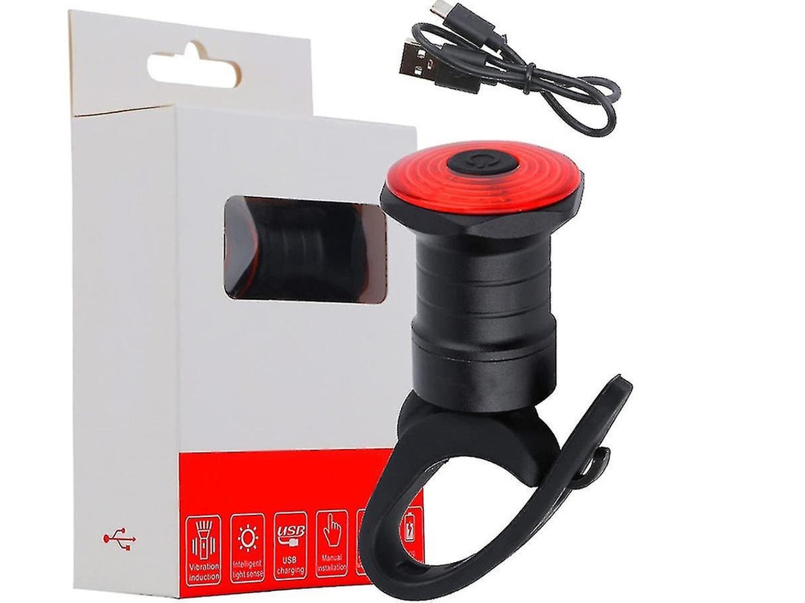Luz Trasera Bicicleta Inteligente Freno Usb Recargable Negra Yizhood