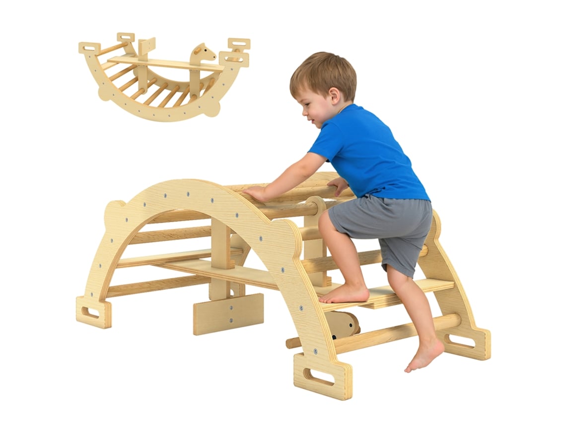Arco Escalada Balanço 2 Em 1 Madeira Montessori 2-4 Anos