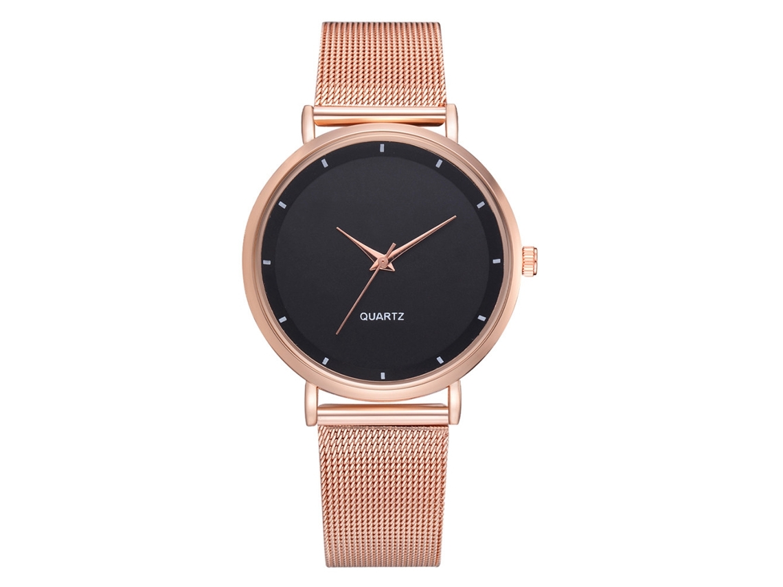 Reloj De Pulsera De Moda Para Mujer Con Correa De Malla De Cuarzo Negra