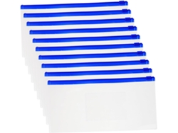 Juego de 10 estuches transparentes para lápices, ideales para organizar material escolar y dibujos. Gran capacidad.