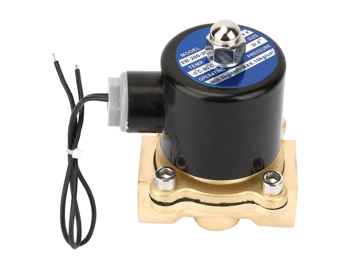 Válvula solenoide elétrica DN20 em latão, normalmente fechada, para água, óleo e gás, 24 V CC.