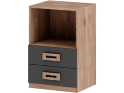 Mesita de Noche MUEBLAM Roble Grafito Melamina (48x73x42 cm)