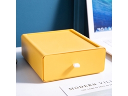 Caja De Almacenamiento Apilable Con Cajón Para Escritorio, Material Pp, Para Material Escolar, Color Amarillo.