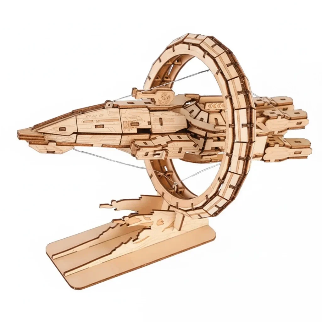Kit De Modelo De Barco De Guerra Futurista En Madera 3d, Para Proyectos De Bricolaje Creativos.
