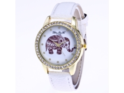 Reloj De Pulsera Para Mujer Zhoulianfa Con Correa De Pu Con Estampado De Elefante, Movimiento De Cuarzo F-375a (blanco)