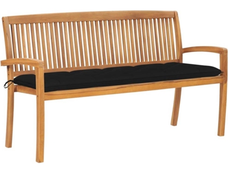 Banco de exterior VIDAXL Negro Teca (159x57.5x90 cm)