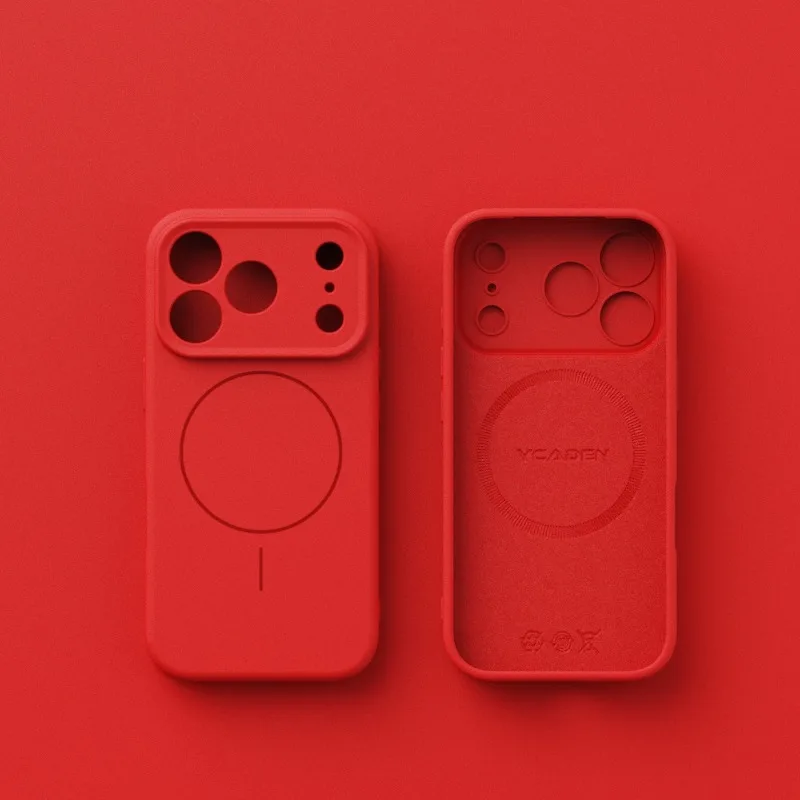 (iphone 14 Rojo) Funda De Silicona Líquida Para Teléfono, Compatible Con La Función Magnética Magsafe, Protege La Lente.