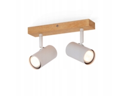 Foco de Techo 2 Bombillas Madera Gu10 Lámpara de Pasillo Interior Moderna Blanca Foco 350 para Sala de Estar Dormitorio NETTLIFE
