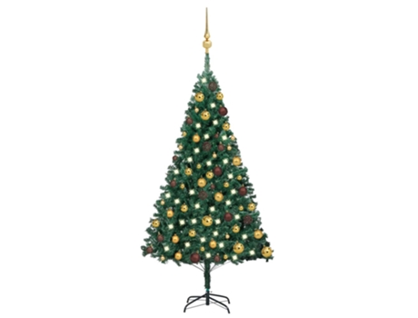 Árbol de Navidad preiluminado VIDAXL con luces y bolas verde (120 cm)