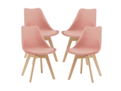 Juego de 4 sillas de comedor Fläten [EN.CASA] estilo escandinavo 82x49x54cm cuero sintético - Rosa
