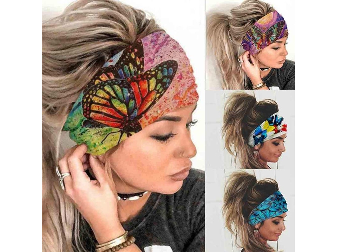 Diadema Ancha Bohemia Con Detalle De Mariposa, Elástica, Para Yoga, Correr, Deportes, Accesorio Para El Cabello, 1 Unidad.