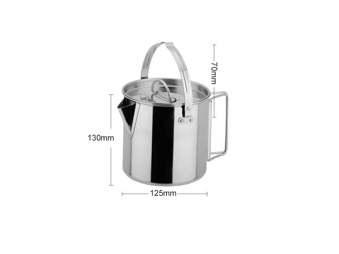 Bule De Aço Inoxidável Para Camping Com Alça Plegável, Bule Portátil Para Churrasco E Picnic 1.2l
