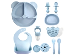 Set De Cubiertos Bebé Chrui 6+ Meses Antideslizante Plato Bol Vaso Babero (azul)