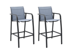 Dkd Home Decor - Juego de 2 sillas de bar para jardín en textileno gris