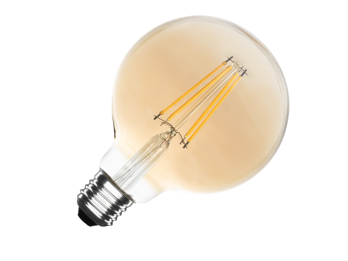 Bombilla LED E27 8W 750LM Regulable G95 Filamento Dorado Sin Parpadeo 2700K Blanco Cálido Ledkia
