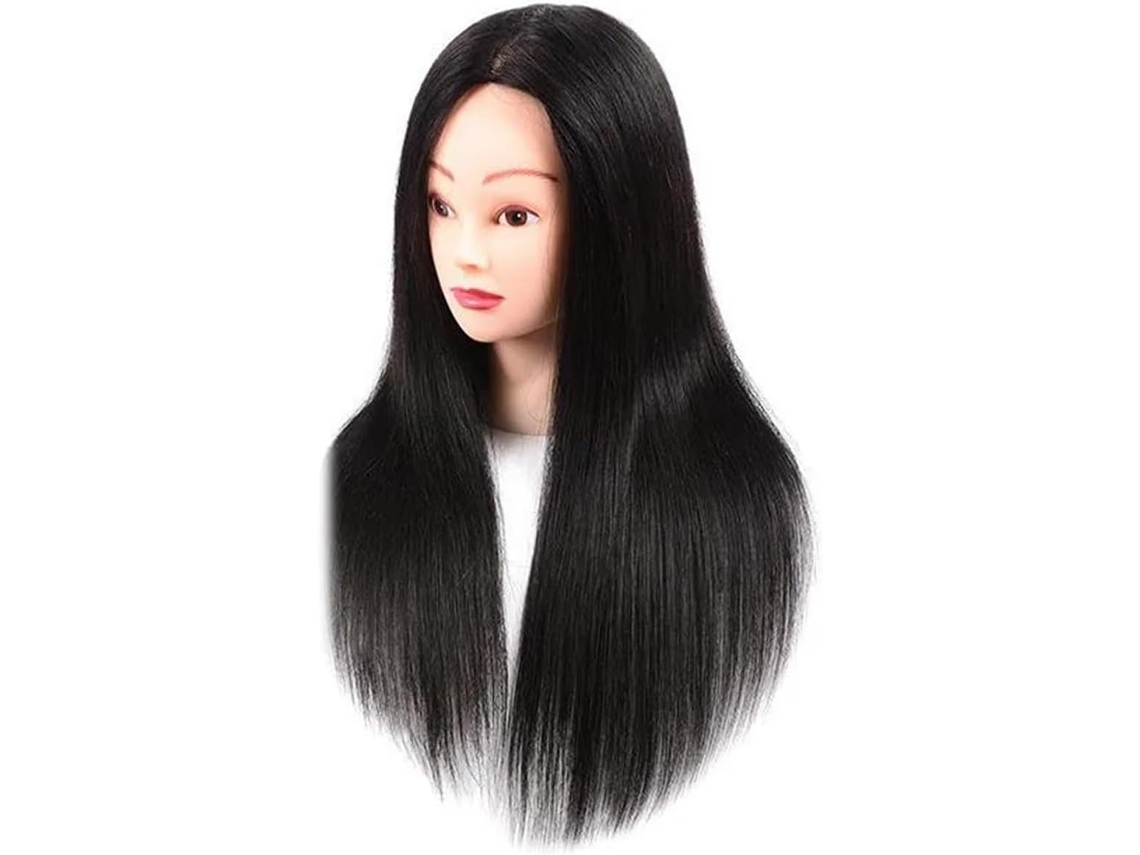 Cabeza De Muñeca, Cabello 100% Natural, Castaño, Modelo De Entrenamiento, 45 Cm De Largo, Cabeza