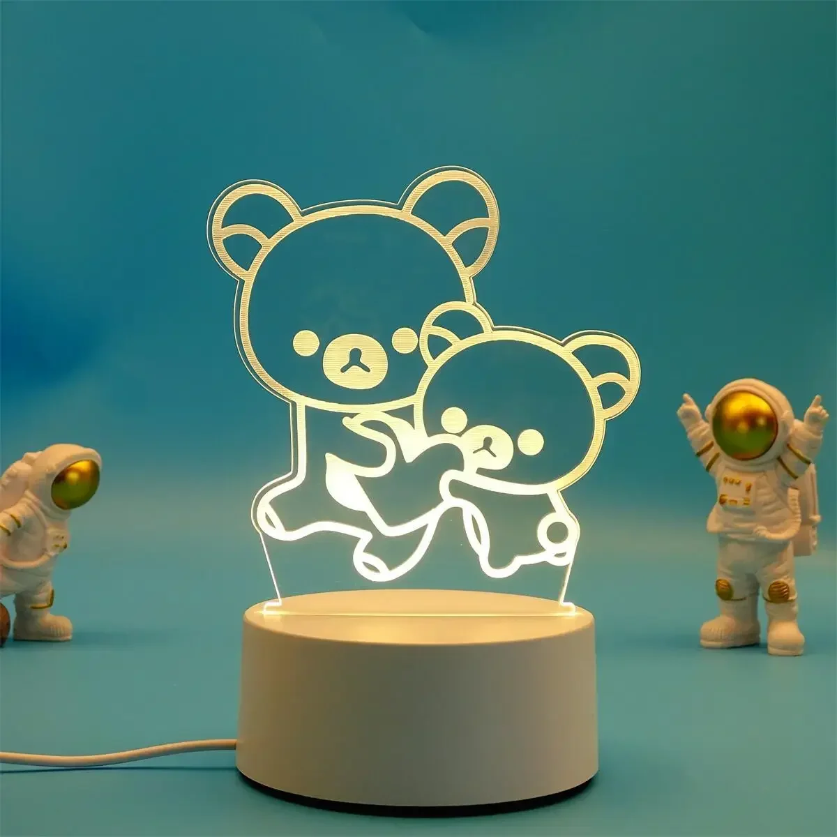 (luz Cálida) Lámpara De Noche Led Usb 3d De Acrílico, Decoración Para El Dormitorio.