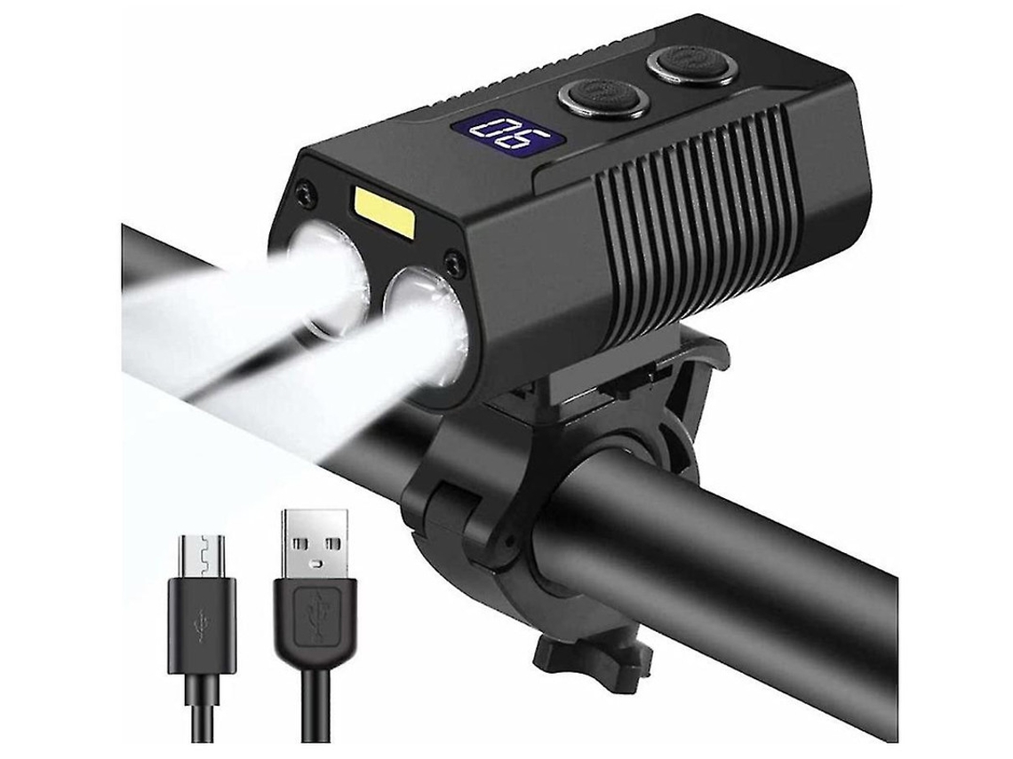 Conjunto Luz Bicicleta Frontal/trasera Usb Recargable 900lumens 2600mah Ipx5 Display Negra Yizhood