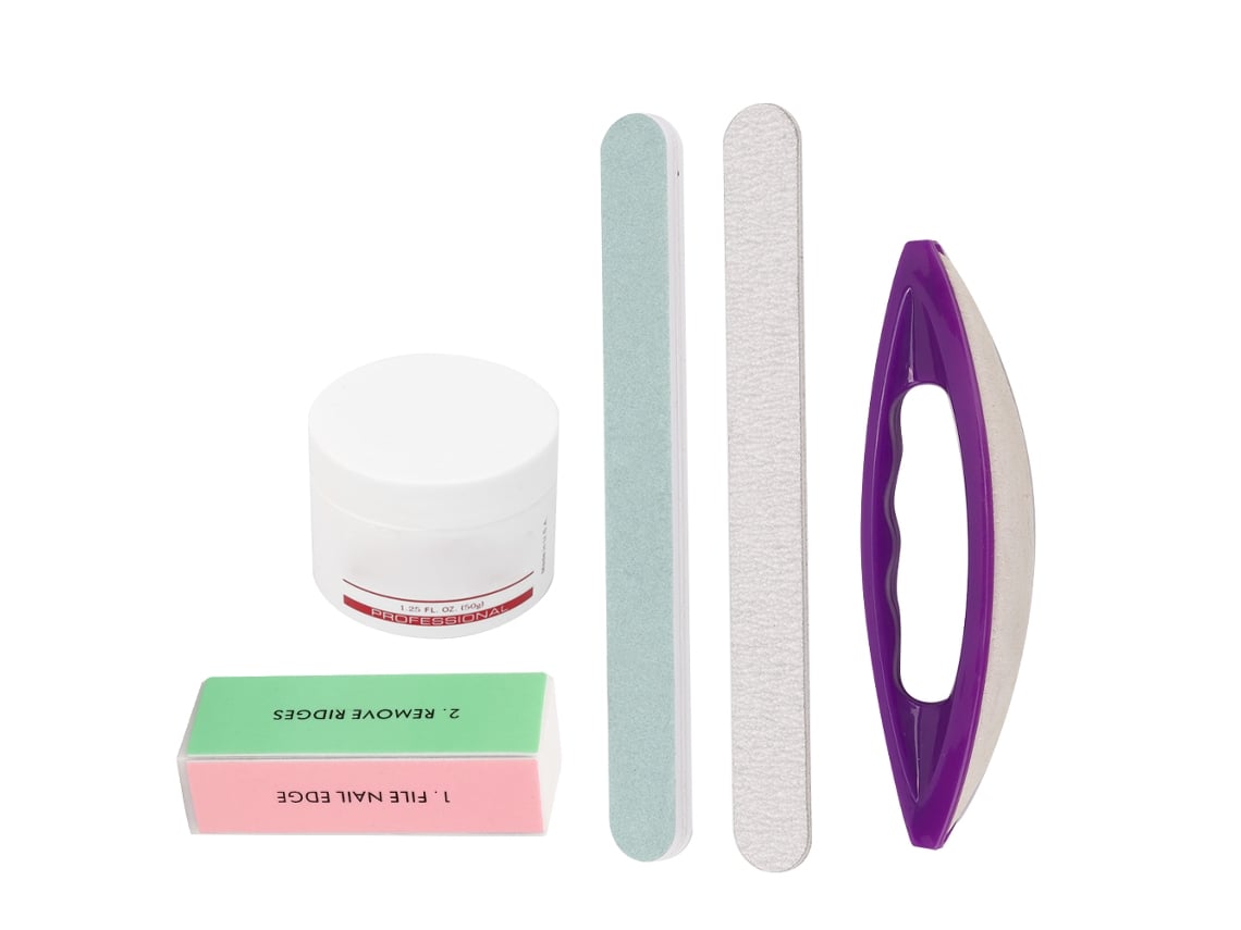 Conjunto De Ferramentas De Manicure E Pedicure Com Lixa, Buffer, Cera, Palito E Pincel Para Unhas 5pcs