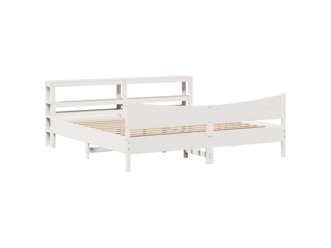 Maison Exclusive - Estructura Cama Cabecero Madera Maciza Pino Blanco 180x200 Cm