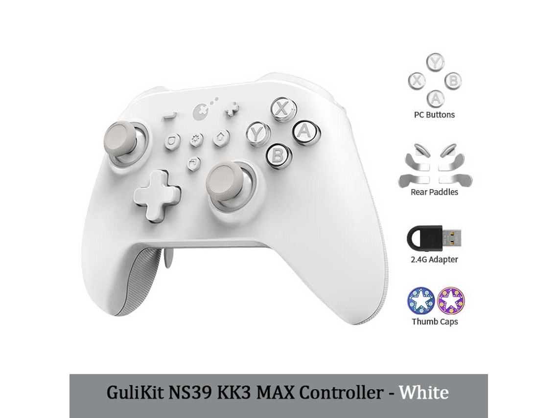 Mando inalámbrico Kk3 Max con joystick Hall, compatible con PC, Nintendo Switch OLED y Android/iOS, color blanco. Aeuzwr