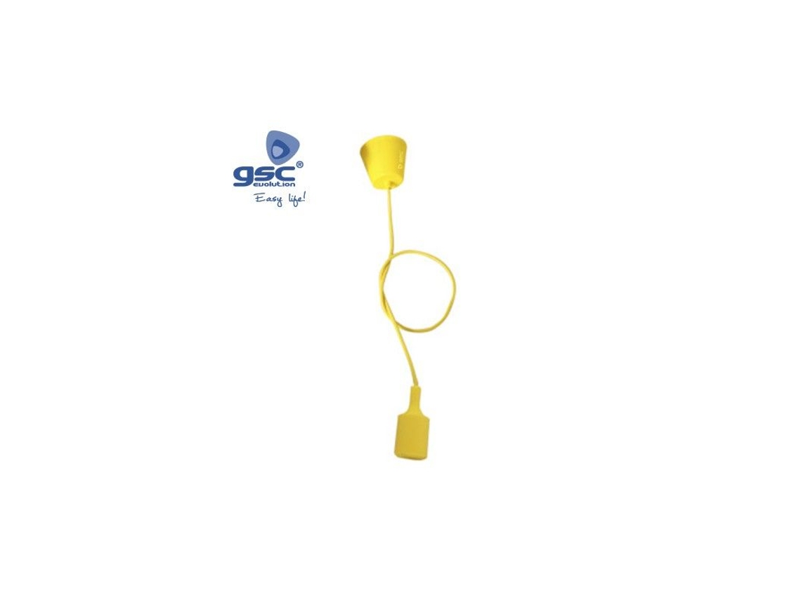 Portalámparas silicona E27 cable textil 1M - Amarillo GSC 000702186