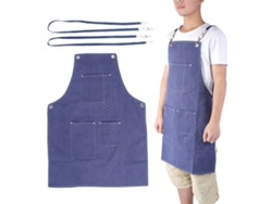 Delantal Baok-apron azul de lona impermeable y gruesa para el hogar y la cocina, con bolsillo para dibujar, pintar y trabajos de peluquería.