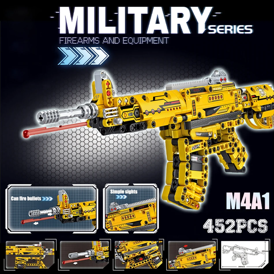 (452 Piezas - M4a1) Arma Militar Moc - Bloques De Construcción De Modelos De Pistola - Juguete De Ensamblaje - Regalo Para Niños