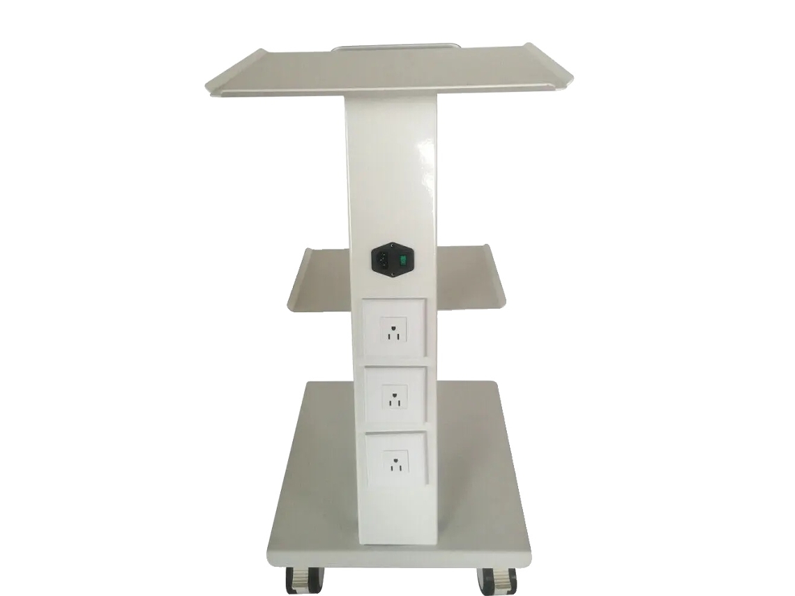 Carrito dental de tres capas, acero pintado duradero, blanco OEM