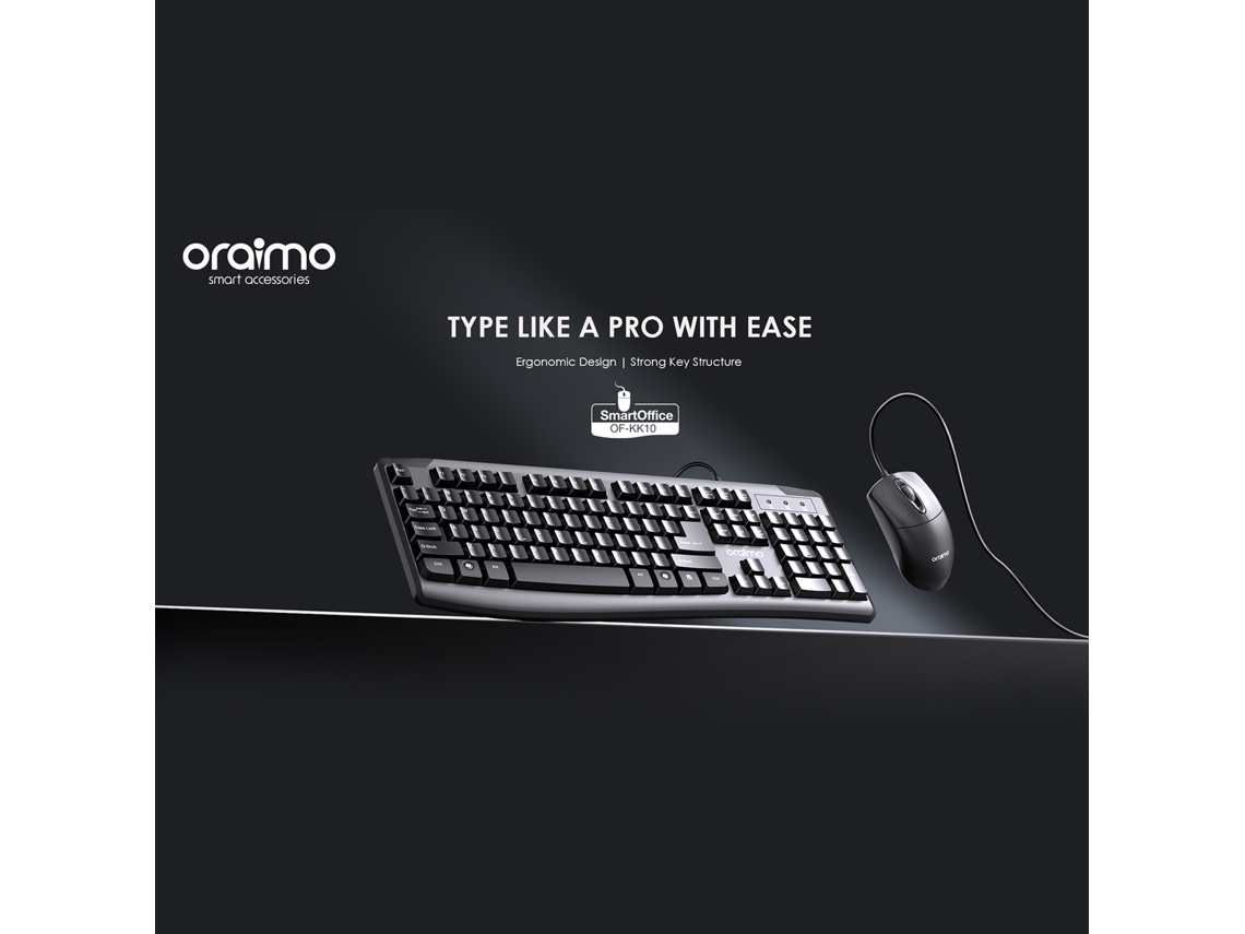 Kit De Teclado Oraimo Of-kk10: Combo De Teclado Y Ratón Con Cable De 1,5 M, 1200 Dpi, 5 V 100 Ma