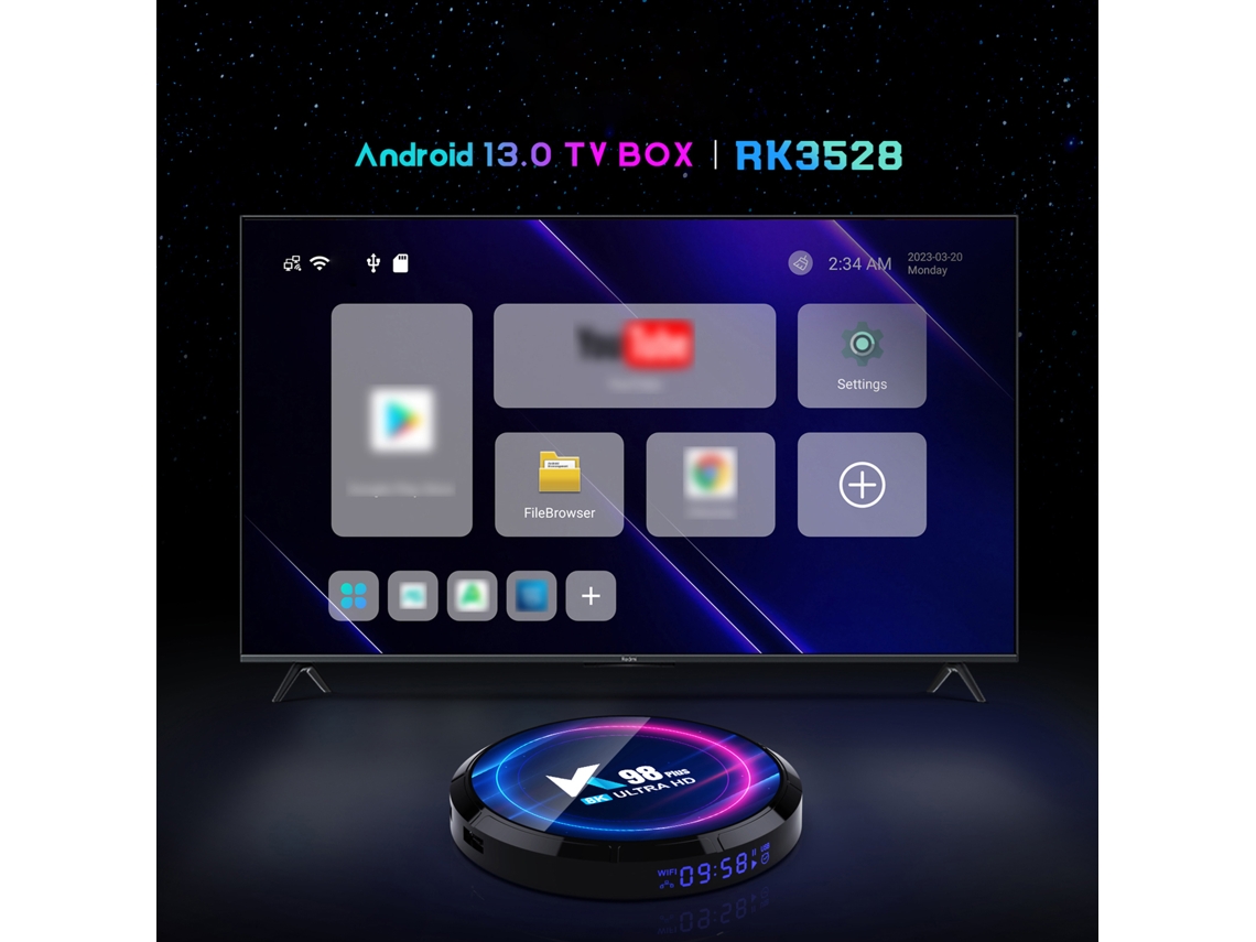 K98 Plus Android 13.0 Tv Box Rk3528 Uhd 4k H.265 8k Wifi6 Reproductor Multimedia