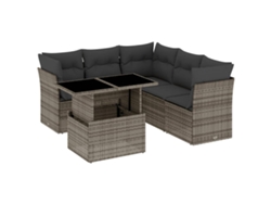 Maison Exclusive - Set De Muebles De Jardín 6 Pzas Y Cojines Ratán Sintético Gris