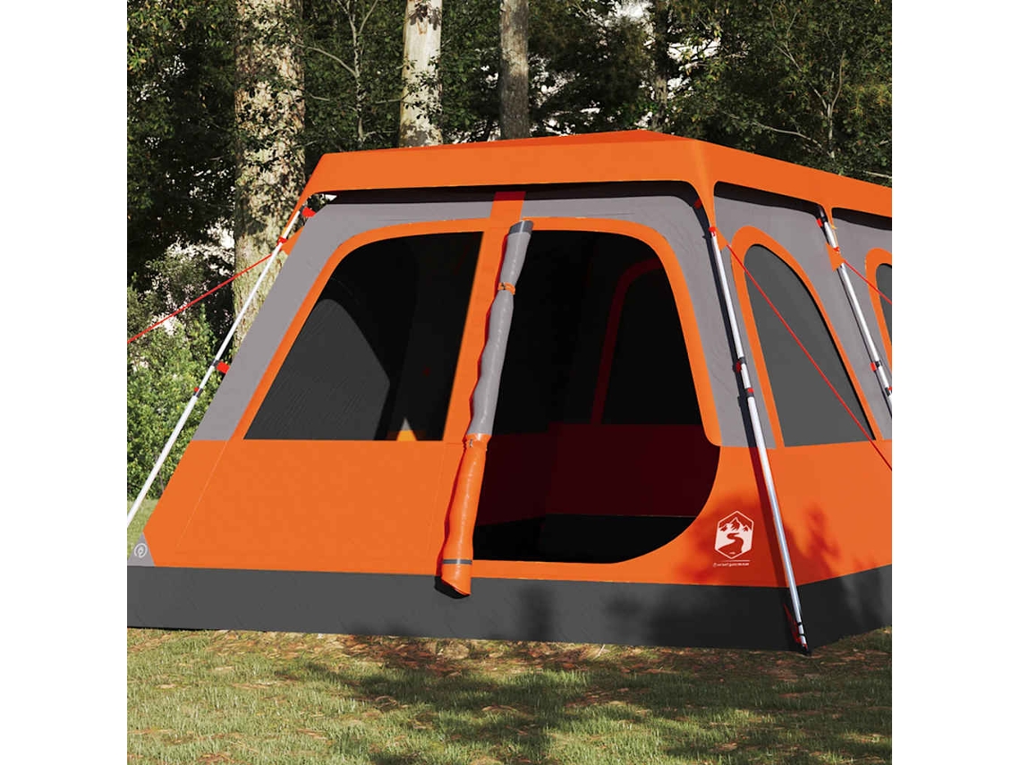 Tienda de campaña tipo domo familiar para 10 personas, de fácil apertura, gris/naranja.