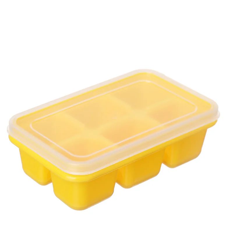 (amarillo) 1 Molde De Silicona Para Hielo Con 6 Cuadrantes, Para Hacer Bolas De Crema