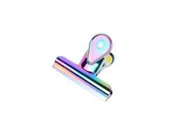 2026rebe-6 Clips De Carpeta Grandes De Acero Inoxidable Holográfico Arcoíris, Pinzas Para Papeles