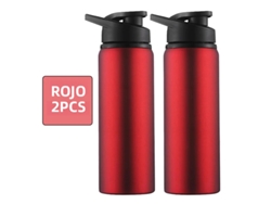 (2 Artículos Rojos) Botellas De Agua Portátiles De Metal Reutilizables Y A Prueba De Fugas