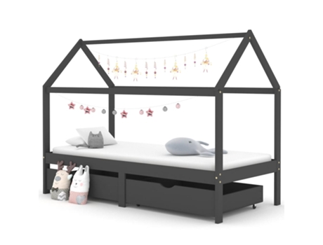 Estructura de cama infantil VIDAXL Gris Madera (200x90x140 cm)